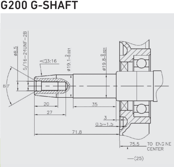 Loncin Engine G200F-G5 196cc Generator Taper Shaft - Image 4